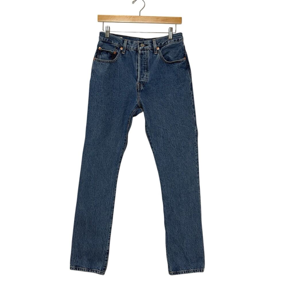 Levi's 501 High Rise Straight Blue Denim Jeans Women's 100% Cotton Medium Wash